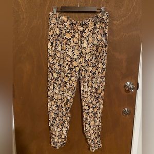Anthropologie Silky Floral Joggers
